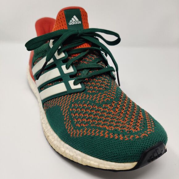 Adidas UltraBoost 1.0 PE Miami Hurricanes Sneakers Size 9.5 Green Orange AQ7847 main image 5